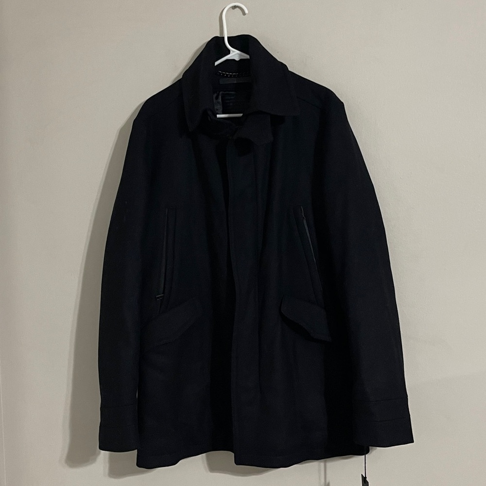 drykorn black zip up wool coat men 52 New with tags